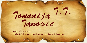 Tomanija Tanović vizit kartica